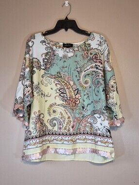 Melissa Paige Pastel Paisley Blouse in Yellow, Pink & Mint
